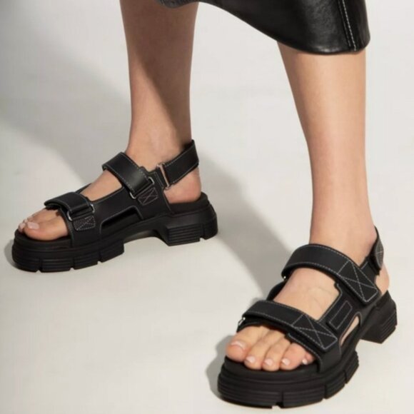 GANNI Recycled Rubber Chunky Slingback Sandals - Picture 2 of 4